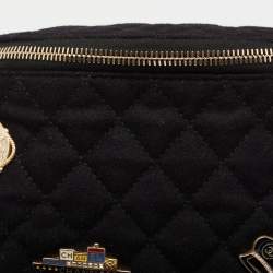Pre Owned Chanel Black Quilted Fabric and Leather Paris Hamburg Charm Belt Bag