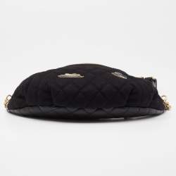 Pre Owned Chanel Black Quilted Fabric and Leather Paris Hamburg Charm Belt Bag