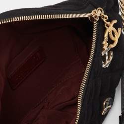 Pre Owned Chanel Black Quilted Fabric and Leather Paris Hamburg Charm Belt Bag