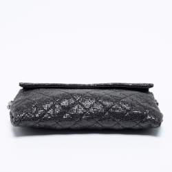 Pre Owned Chanel Black Quilted Leather Limited Edition Christmas 2014 Evening Bag