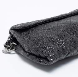 Pre Owned Chanel Black Quilted Leather Limited Edition Christmas 2014 Evening Bag