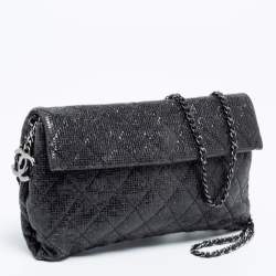 Pre Owned Chanel Black Quilted Leather Limited Edition Christmas 2014 Evening Bag