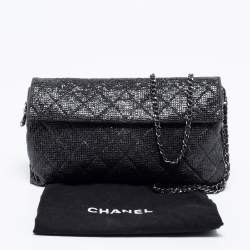 Pre Owned Chanel Black Quilted Leather Limited Edition Christmas 2014 Evening Bag
