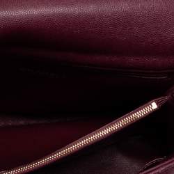 Pre Owned Chanel Burgundy Quilted Caviar Leather And Lizard Medium Coco Top Handle Bag