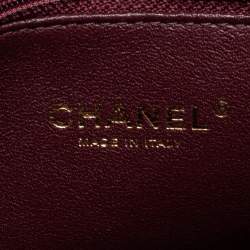 Pre Owned Chanel Burgundy Quilted Caviar Leather And Lizard Medium Coco Top Handle Bag