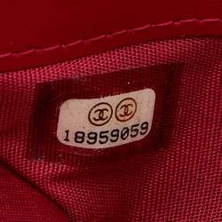 Pre Owned محفظة شانيل سي سي جلد كافيار أحمر ثنائية الطي طويلة 