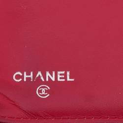 Pre Owned محفظة شانيل سي سي جلد كافيار أحمر ثنائية الطي طويلة 