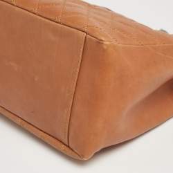 مملوكة مسبقًا حقيبة يد توتس شانيل غراند شوبر جلد مبطن بني فاتح