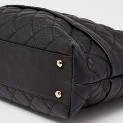 Pre Owned حقيبة يد توتس شانيل جلد كافيار أسود