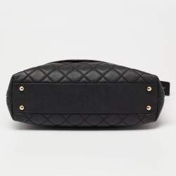 Pre Owned حقيبة يد توتس شانيل جلد كافيار أسود