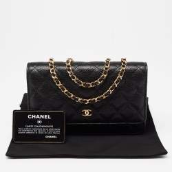 Chanel Black Quilted Caviar Leather Wallet On Chain