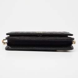 Chanel Black Quilted Caviar Leather Wallet On Chain