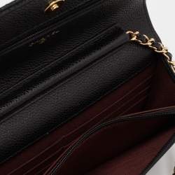 Chanel Black Quilted Caviar Leather Wallet On Chain