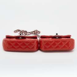 Pre Owned Chanel Red Quilted Leather Mini Twin Classic Bag