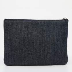 Pre Owned حقيبة كلتش شانيل ديافيل دينم أزرق كحلي