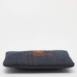 Pre Owned حقيبة كلتش شانيل ديافيل دينم أزرق كحلي