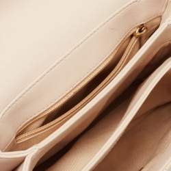 Pre Owned Chanel Beige Quilted Leather Small Gold Metal Top Handle Bag