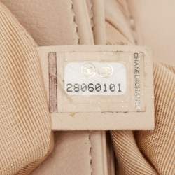 Pre Owned Chanel Beige Quilted Leather Small Gold Metal Top Handle Bag
