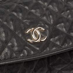 مملوكة مسبقًا حقيبة شانيل شوبير جلد كافيار مبطن أسود سي سي
