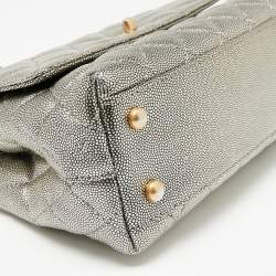 Pre Owned Chanel Metallic Caviar Leather Mini Coco Top Handle Bag