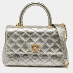 Chanel Metallic Caviar Leather Mini Coco Top Handle Bag Chanel