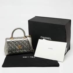 Pre Owned Chanel Metallic Caviar Leather Mini Coco Top Handle Bag