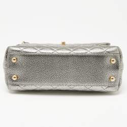 Pre Owned Chanel Metallic Caviar Leather Mini Coco Top Handle Bag