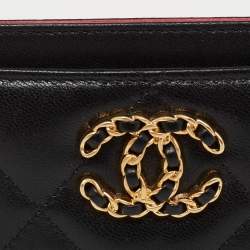 Chanel Black Quilted Leather Chanel 19 Card Holder
