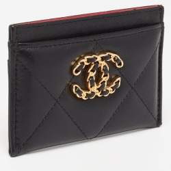 Chanel Black Quilted Leather Chanel 19 Card Holder