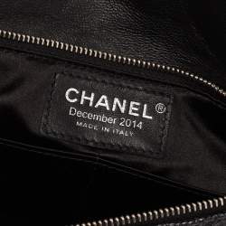 Chanel Black Laminated Suede CC Flap Chain Clutch 
