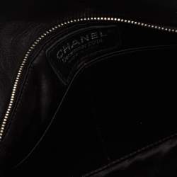 Chanel Black Laminated Suede CC Flap Chain Clutch 