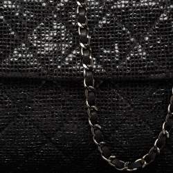 Chanel Black Laminated Suede CC Flap Chain Clutch 