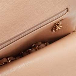 Pre Owned Chanel Beige Quilted Caviar Leather Medium Classic Double Flap Bag