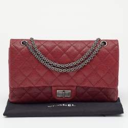 Pre Owned Chanel Red Quilted Caviar Leather 227 Reissue 2.55 Flap Bag