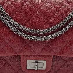 Pre Owned Chanel Red Quilted Caviar Leather 227 Reissue 2.55 Flap Bag