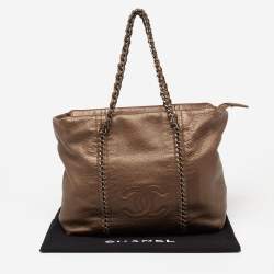 Pre Owned حقيب يد توتس شانيل مودرن جلد برونزي بسلسلة متوسطة