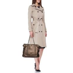 Pre Owned حقيب يد توتس شانيل مودرن جلد برونزي بسلسلة متوسطة