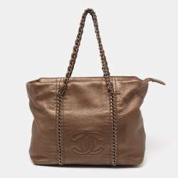 Pre Owned حقيب يد توتس شانيل مودرن جلد برونزي بسلسلة متوسطة