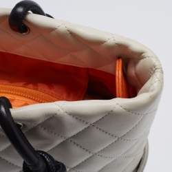 مملوكة مسبقًا Chanel White/Black Quilted Leather and Python Embossed Small Ligne Cambon Tote