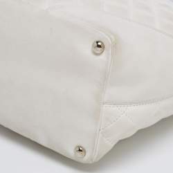 مملوكة مسبقًا Chanel White/Black Quilted Leather and Python Embossed Small Ligne Cambon Tote