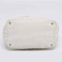 مملوكة مسبقًا Chanel White/Black Quilted Leather and Python Embossed Small Ligne Cambon Tote