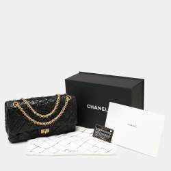 Pre Owned Chanel Black Textured Leather Reissue 2.55 Classic 226 Flap Bag