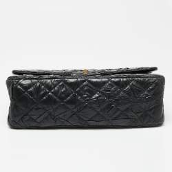 Pre Owned Chanel Black Textured Leather Reissue 2.55 Classic 226 Flap Bag