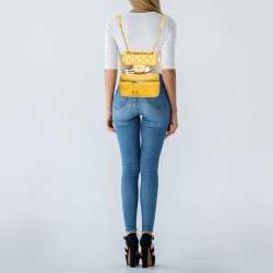 Pre Owned Chanel Yellow Quilted Leather and PVC Aquarium Backpack
