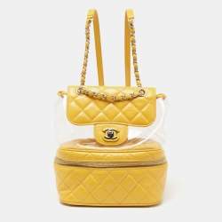 Pre Owned Chanel Yellow Quilted Leather and PVC Aquarium Backpack