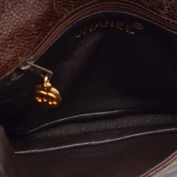 Pre Owned Chanel Brown Quilted Caviar Leather Vintage Belt Bag