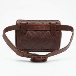 Pre Owned Chanel Brown Quilted Caviar Leather Vintage Belt Bag