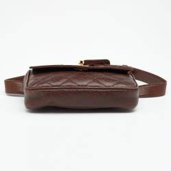 Pre Owned Chanel Brown Quilted Caviar Leather Vintage Belt Bag