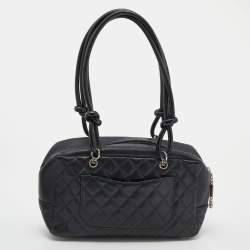 Pre Owned Chanel Black/White Quilted Leather Cambon Ligne Bowler Bag