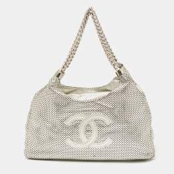 Chanel Silver Perforated Leather Rodeo Drive Bag Chanel